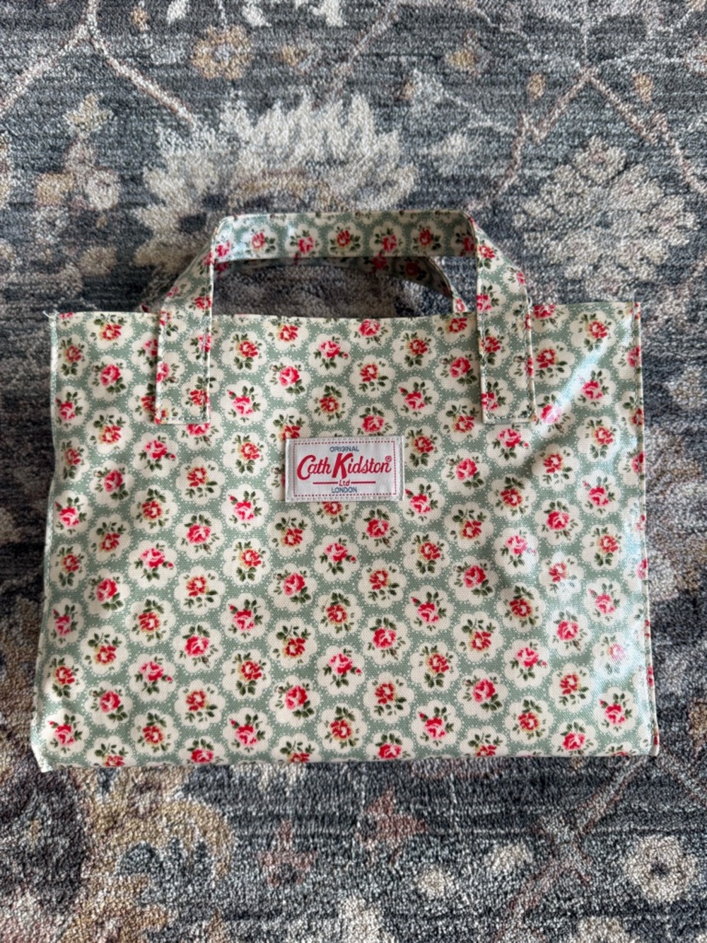Cath Kidston Vintage Rose Floral Oilcloth Tote Bag - Small Book Bag